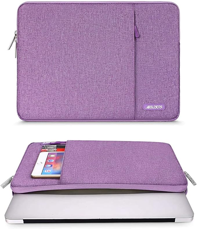 MOSISO Laptop Case 13.3 inch, 13-13.3 inch Laptop Sleeve Compatible with MacBook Air/Pro 13/Pro 14 M5 M4 M3 M2 M1, HP Dell ASUS Lenovo,Polyester Vertical Computer Sleeve Bag with Pocket, Light Violet