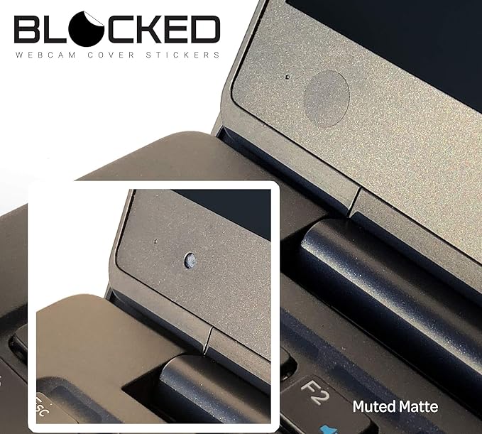 Blocked Original Vinyl Webcam Cover Stickers | Restickable & Stackable Privacy Covers | for All Camera-endable Devices | 3-Sizes | 57 Black (Muted Matte)
