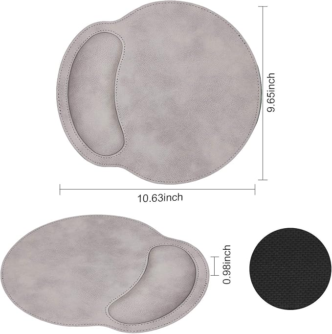 RICHEN Ergonomic PU Leather Keyboard Wrist Rest and Mouse Pad with Wrist Support, Memory Foam Set for Computer/Laptop,Gaming and Office, Comfortable for Easy Typing & Pain Relief (Gray White)