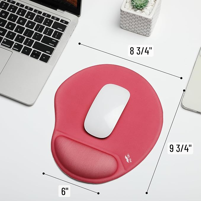 Mr. Pen- Ergonomic Mouse Pad with Wrist Rest, Red Breathable Fabric with Memory Foam Cushion, Non-Slip Rubber Base, Gel Mouse Pad with Wrist Support