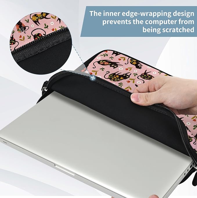 RICHEN 10 inch Messenger Bag Carrying Case with Handle Accessory Pocket Fits 7 to 10-Inch Laptops/Notebook/Kids Tablet (7-10.2 inch, Flowers Cats)