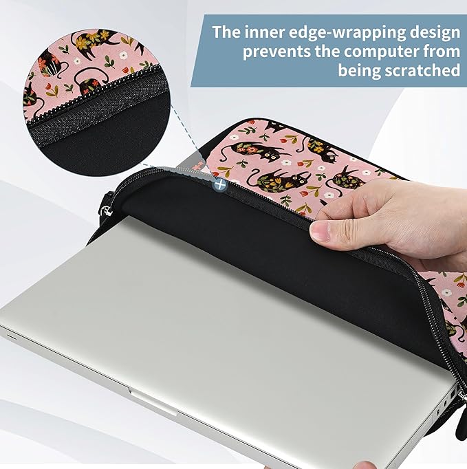 RICHEN Messenger Bag Carrying Case Sleeve with Handle Accessory Pocket Fits Laptops/Notebook/ebooks/Kids tablet/ipad (11-13.3 inch, Flowers Cats)
