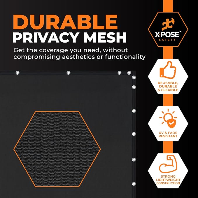 Xpose Safety Privacy Fence Screen 6’ x 50’ (24 Pack) – Heavy Duty Black Mesh with 90% Visibility Block, UV Protection – Includes Cable Ties – for Garden, Yard, Nursery, Kennel, Dog Run, Greenhouse