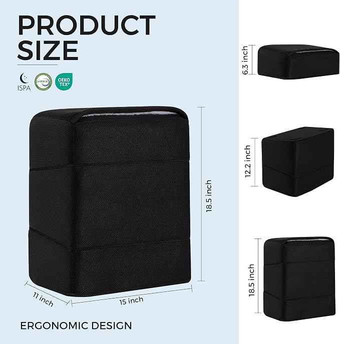 Ganondorf 3PCS Foot Rest for Under Desk at Work Adjustable Foot Rest Under Desk Ergonomic Foot Stools for Under Office Desk Large Leg Pillow for Underdesk Footrest with Warm Sherpa Topper, Mesh Black