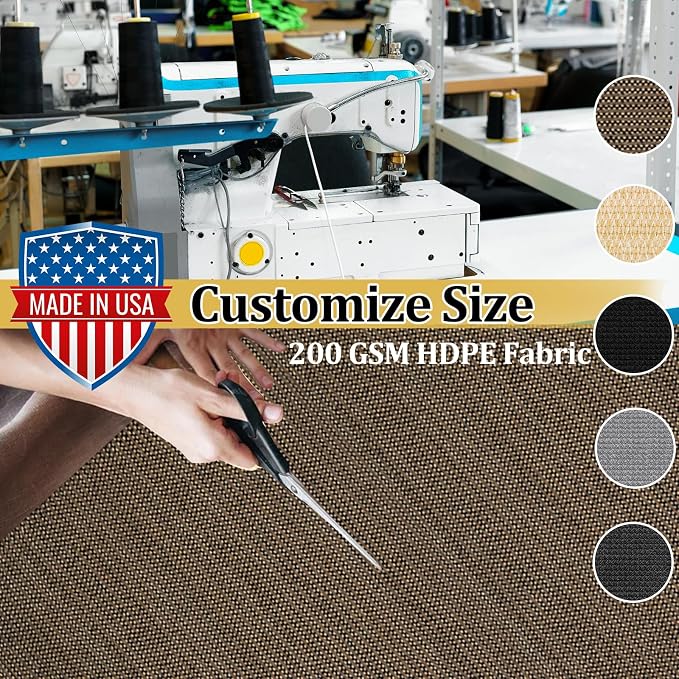 Shade&Beyond Customized Size 14' X 20' Shade Cloth with Grommets, 90% UV Protection UV Protection Mesh Tarp Sun Screens for Patio GN01, Mocha