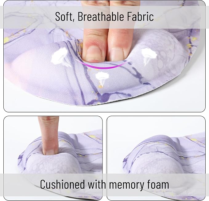 Mr. Pen- Ergonomic Mouse Pad with Wrist Rest, Pink Marble Luxe Design, Breathable Fabric with Memory Foam Cushion, Non-Slip Rubber Base, Gel Mouse Pad with Wrist Support