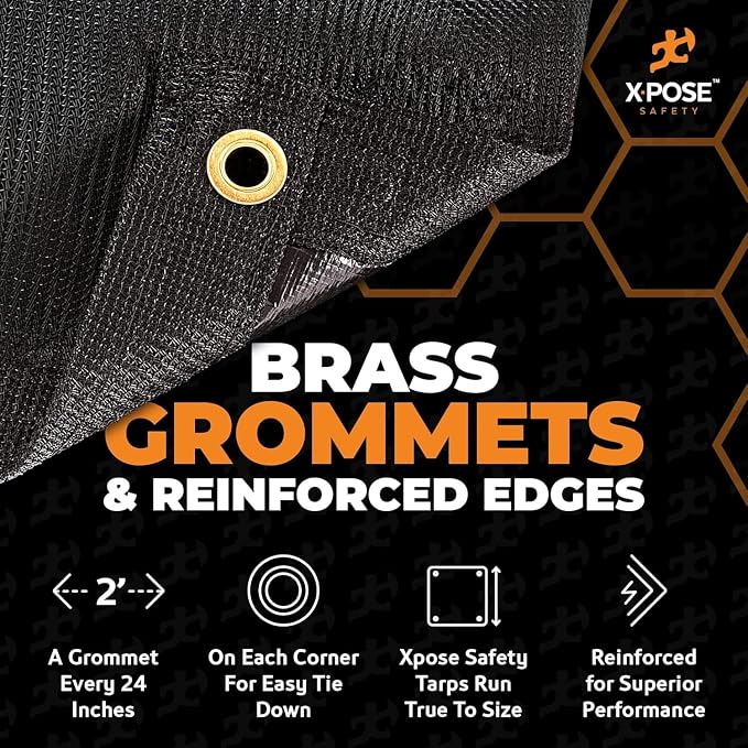Heavy Duty Mesh Tarp 30' x 40' - Bulk Half Pallet (5 Pack) Multipurpose Black Protective Cover with Air Flow - Use for Shade, Fences, Canopies, Dump Trucks – Weatherproof & Durable by Xpose Safety