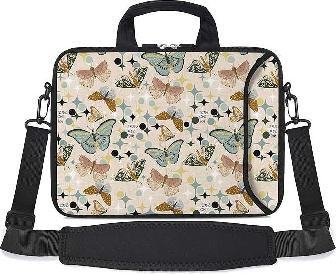 RICHEN 17 inch Laptop Shoulder Bag Carrying Case with Handle Fits 15.6/16/17/17.3/17.4 inch Laptop Notebook (Butterflies Wishes, 16-17.3 inch)