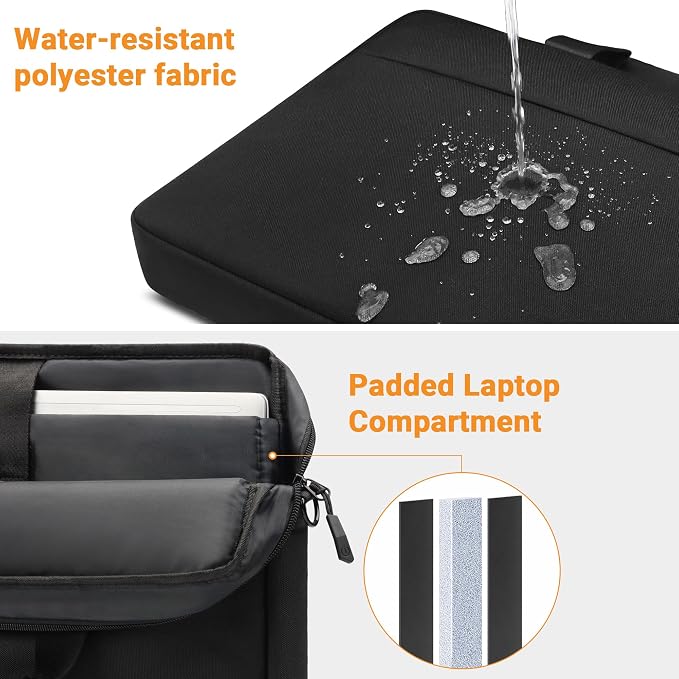 TECOOL Laptop Bag 17 17.3 Inch, Waterproof Laptop Case Sleeve Messenger Bag Briefcase with Shoulder Strap for 17 17.3 Inch Lenovo HP Dell Acer ASUS Notebook Computer Carrying Case, Black