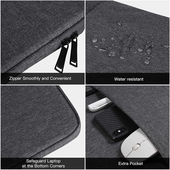 15.6 16 inch Laptop Case Sleeve for Dell 15 Laptop/16 Plus/Inspiron, Aspire Go 15/ Chromebook, Lenovo ideaPad/Yoga, Samsung Galaxy 16 Protective Carrying Computer Bag, Space Grey