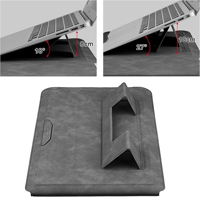 HoYiXi 15.6 16 Inch Laptop Sleeve Case with Stand Feature for MacBook Pro 16 2025 & 2021,ASUS Vivobook 15/MacBook Pro 15/Surface 3/Matebook D15/Galaxy Book Flex,15-16'' Laptop Cover,Dark Gray