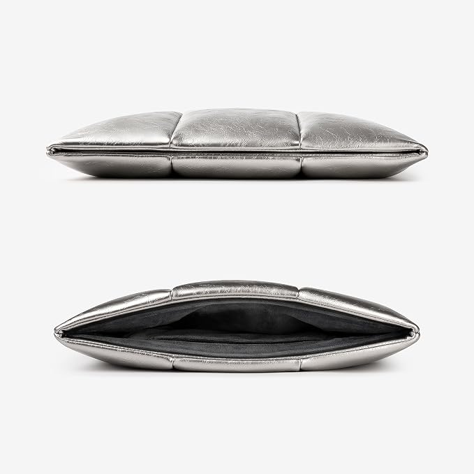 Comfyable Puffy Laptop Sleeve 13 Inch 14 Inch, Puffer Laptop Carrying Case, Pillow Case Compatible with MacBook Air M4 2025 M3 M2 M1, MacBook Pro M5 M4 Pro/Max, Silver