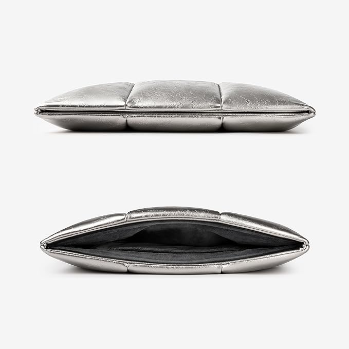 Comfyable Puffy Laptop Sleeve 15 Inch 16 Inch, Quilted Puffer Laptop Carrying Case, Pillow Pouch Compatible for MacBook Air 15 in M4 2025 & MacBook Pro 16 in M4 2024, Silver