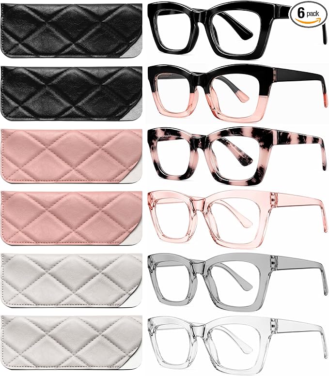 CCVOO 0.5 Stylish Reading Glasses for Women, Stylish Eyeglasses, Blue Light Readers for Women, Cheaters, (A1 Mix)
