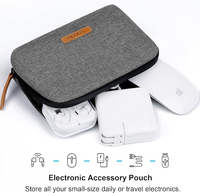 Lacdo Electronic Organizer Travel Cable Organizer Bag Pouch Case Tech Electronic Accessories Case Portable Charger Cases for Cords, Cable, MacBook Laptop Charger, Power Adapter, Mouse, Power Bank,Gray
