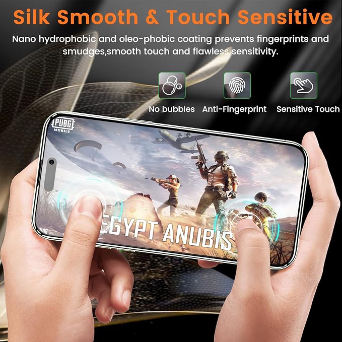 Lesakit 4+4 Pack Privacy Screen Protector for iPhone 15 6.1-Inch with 4 Pack Camera Lens Protector, Anti Spy Tempered Glass Film 9H Hardness Case Friendly