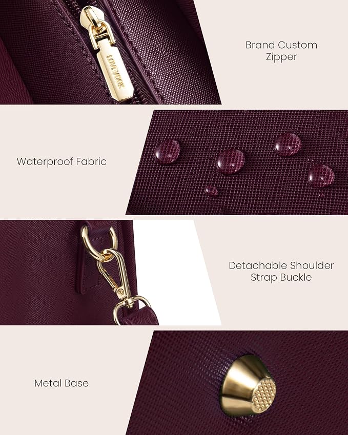 LOVEVOOK Laptop Bag for Women, 15.6'' Laptop Tote Purse 2-in-1 Professional Work Bag Business Briefcase with Clutch Purse, Waterproof Leather Computer Handbag for Teacher Office Travel