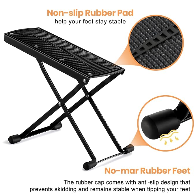 ZtohPyo Foldable Foot Rest, 6-Height Adjustable Spa Foot Stand, Non-Slip Sturdy Foot Care Stand for Easy Home Pedicures, Beauty Pedicure Stool Tool
