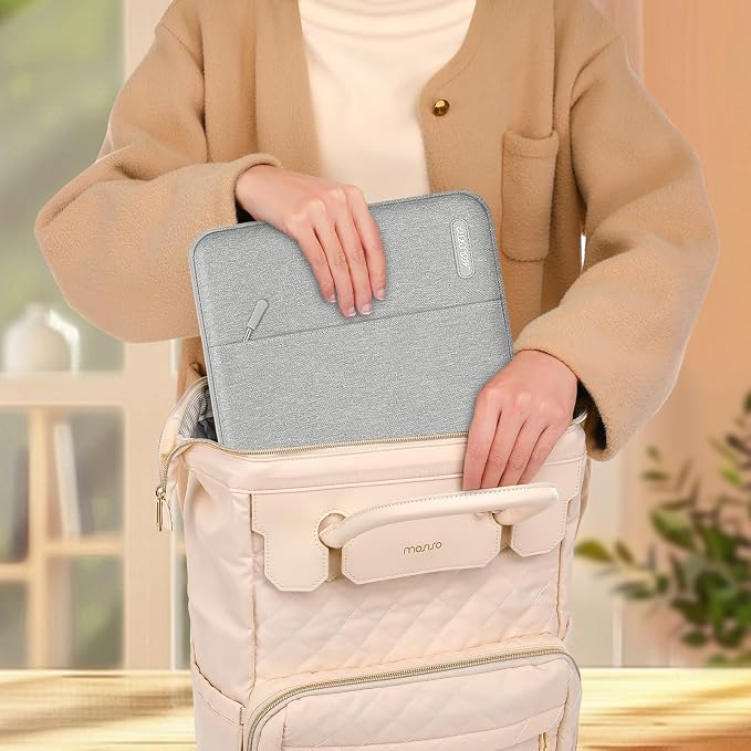 MOSISO Laptop Case 15 inch, 15 inch Laptop Sleeve Compatible with MacBook Air M5 A3448 M4 A3241 M3 A3114 M2 A2941 2026-2023, Dell XPS, Polyester Vertical Computer Sleeve Bag with Pocket, Gray