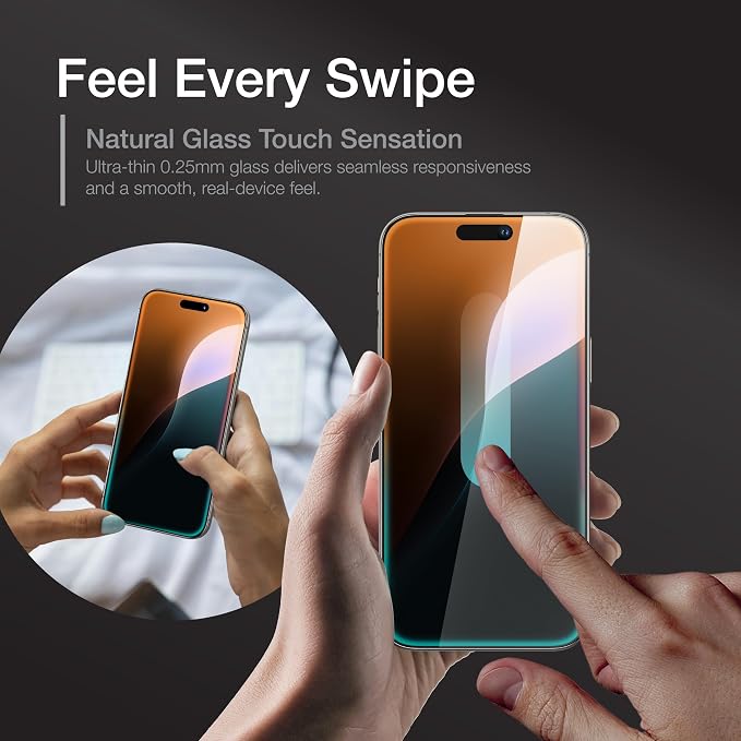 AMAZINGthing for iPhone 17 [Titan Filter 7 - Full Glass] Screen Protector, 9H Tempered Glass, Full Coverage, Case‑Friendly, Oleophobic, Alignement Frame, 2 Pack (Blue Light, iPhone 16 Pro)