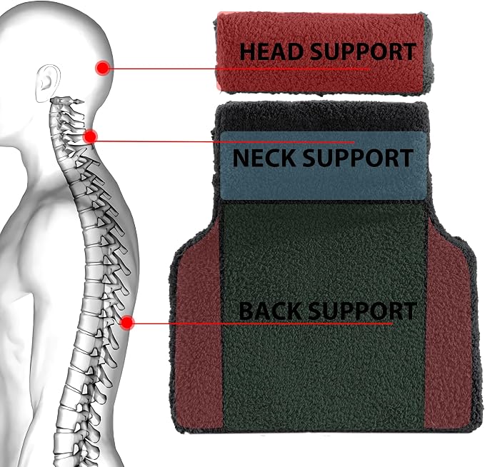HOMBYS Sherpa Fleece Lumbar Support Pillow with Headrest for Recliner,Memory Foam Chair Cushion for Back Pain,Big High Back Support for Recliner with Chair Headrest for Elderly (Black)