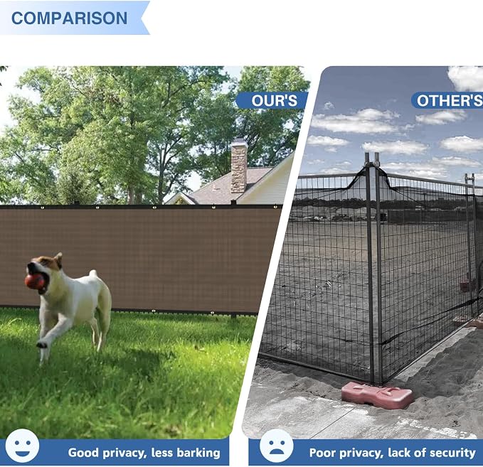 E&K Sunrise 4' x 292' Privacy Fence Screen with Grommets, Outdoor Windscreen Fence Covering Privacy Screen UV Blockage for Backyard Garden Patio, Zip Ties Included (Brown)