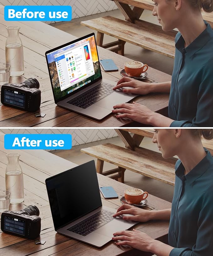 PYS 4-Way Privacy Screen for MacBook Pro 13 Inch (2016-2022, M1, M2) & MacBook Air 13 Inch (2018-2021, M1) - 360° Anti-Spy Filter, Matte Anti-Glare Protector, Scratch-Resistant Film, Laptop Privacy Filter Shield