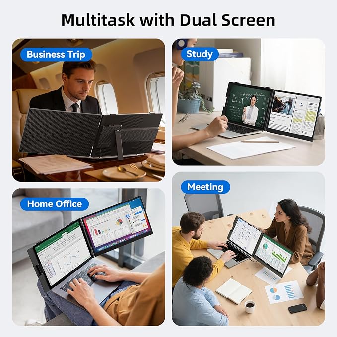 Laptop Screen Extender 14", FHD 1080P Portable Monitor for Laptop, Light Monitor Extender Plug&Play, IPS Display Computer Monitor for Laptop 13-17” (Screen Length: 11.81"-16.14") for Travel Work
