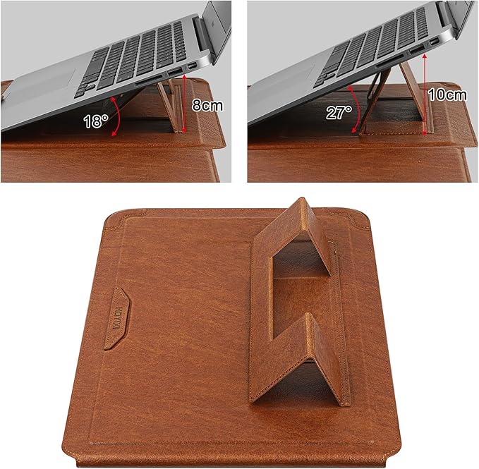 HoYiXi 14 Inch Laptop Sleeve Case with Stand Feature for Mac Book Pro 14 2021/ASUS Vivobook 14/HP Pavilion X360/IdeaPad 14/Dell HP ASUS Acer Huawei Matebook 14'',Compatible 13.3-14'' PC,Brown