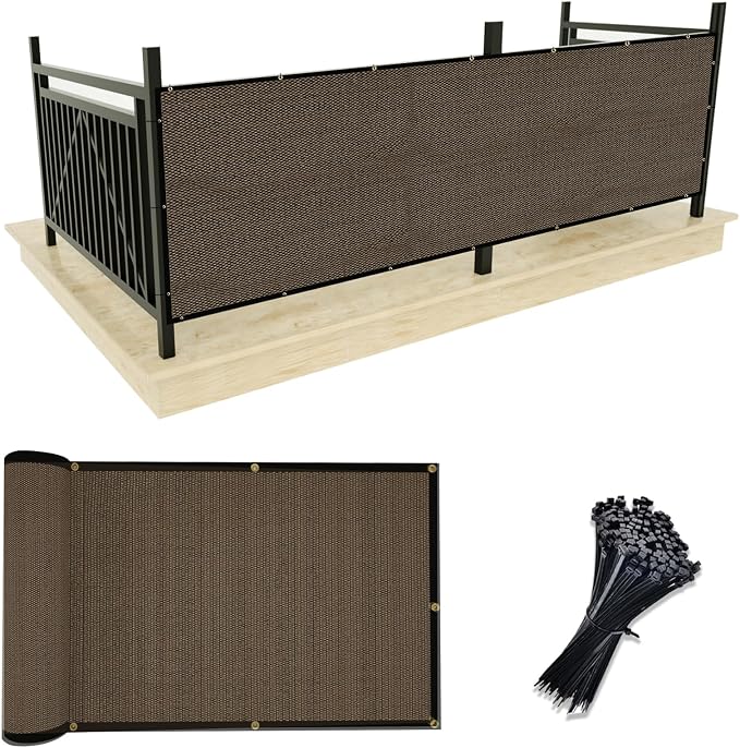 UPGRADE Privacy Screen 3' x 10' Fence Commercial Shade Cover with Brass Grommets Heavy Duty Perfect for Outdoor Back Yard, Brown, Customizable
