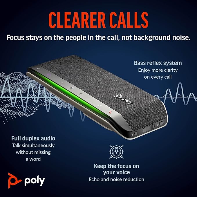 Poly Sync 40+ Smart Speakerphone (Plantronics) - Flexible Workspaces - Connect to PC/Mac via BT700 Adapter and Smartphones via Bluetooth - Certified for Microsoft Teams – Amazon Exclusive