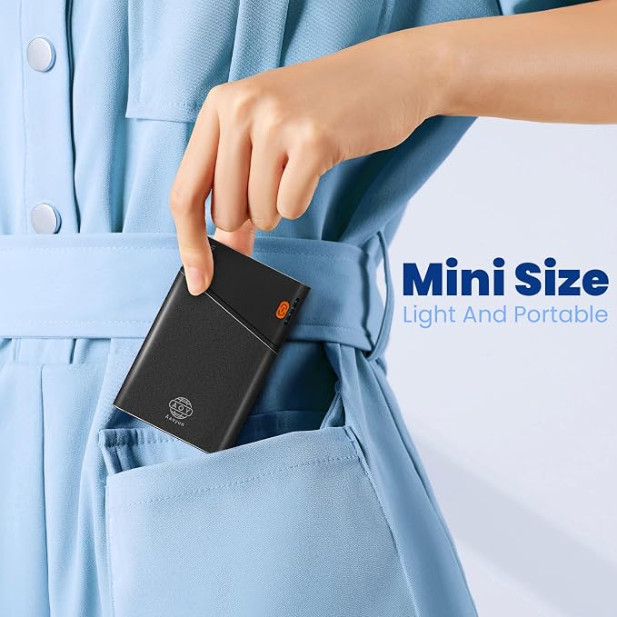 Aaoyun Mini Portable Power Bank, Smallest 5000mAh Portable Charger with Built-in USB C in&Out Fast Charging Cable, Compact Super Slim Mini Battery Pack for iPhone 17/16/15/14 Samsung S24 Android