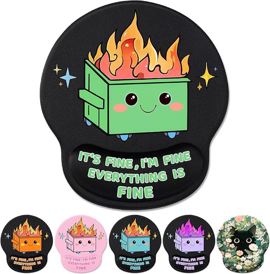 Hancynir Funny Ergonomic Mouse Pad with Wrist Support, Dumpster on Fire Cute Mouse Pads Wrist Rest for Desk, Computer Mousepad for Gaming Laptop Work Accessories Home Office Supplies Decor