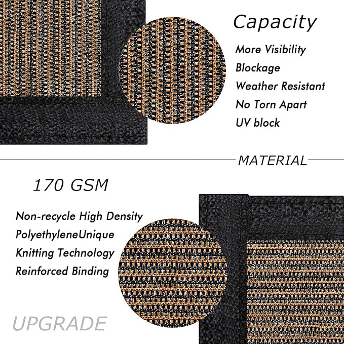 UPGRADE Privacy Fence Screen 5'x37' Brown Outdoor 90% Visibility Blockage 170 GSM Mesh Shade Cover Panels for Backyard,Balcony,Home Decoration with Zip Ties,Customized Avaliable