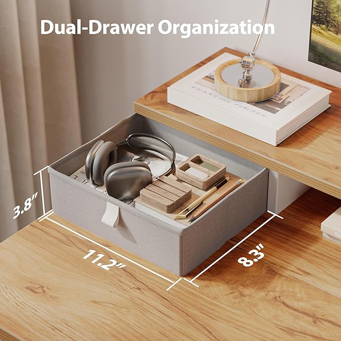 Agilestic 48 x 24 Inches Electric Standing Desk with 2 Storage Drawers, Adjustable Height Sit and Stand Computer Table with Splice Board, Light Rustic Brown