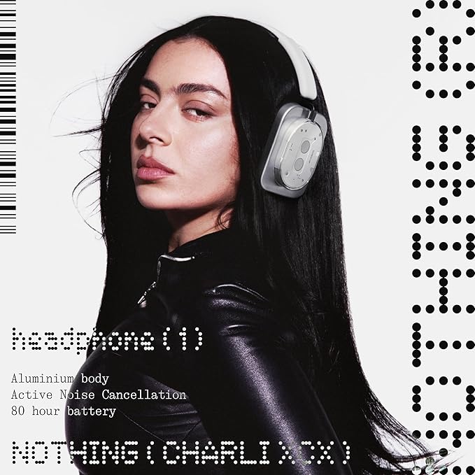 Nothing Headphone (1) Hybrid Active Noise Cancelling Headphones, Wireless Over-Ear Headphones with 6 Mics, 80Hrs Playtime, Hi-Res Audio, KEF-Tuned, Spatial Sound, Comfort Fit & Fast Charging Black