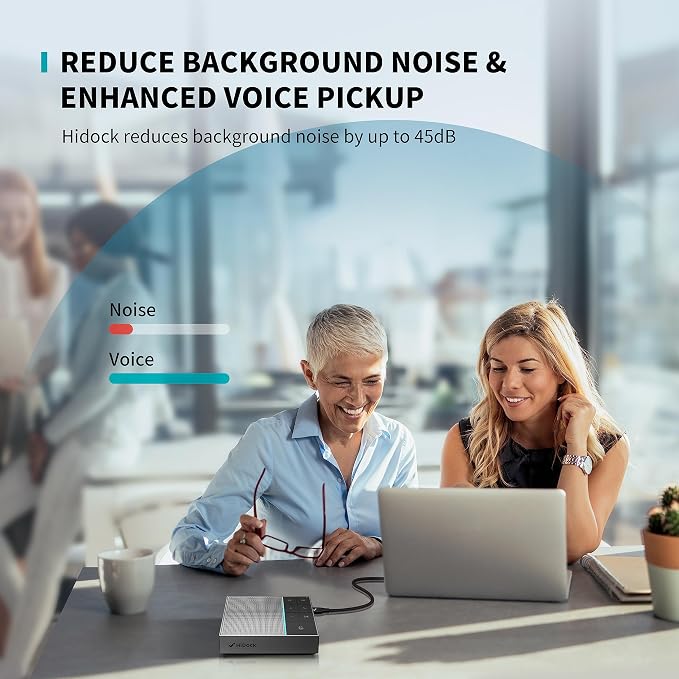 HiDock Conference Speaker and Microphone with Mute/Project, Enhanced Voice Pickup & Full Duplex Noise Cancelling Speakerphone, Omnidirectional USB C Speaker for Home Office Meeting-Grey