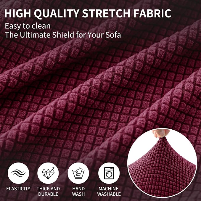 Ottoman Covers Ottoman Slipcovers Folding Storage Stool Washable Furniture Protector,Elastic Foot Stool Foot Rest Protector for Living Room Bedroom,Small,Wine Red