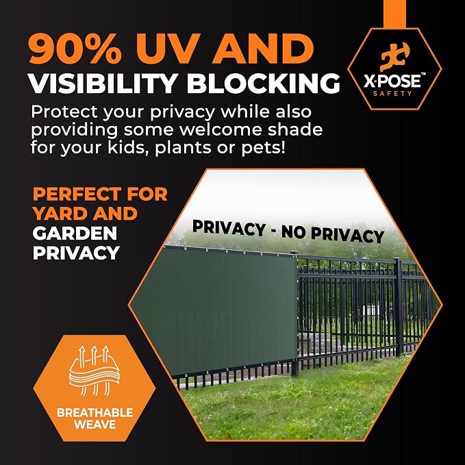 Xpose Safety Privacy Fence Screen 4’ x 50’ (6 Pack) – Heavy Duty Green Mesh with 90% Visibility Block, UV Protection – for Garden, Yard, Nursery, Kennel, Dog Run, Greenhouse