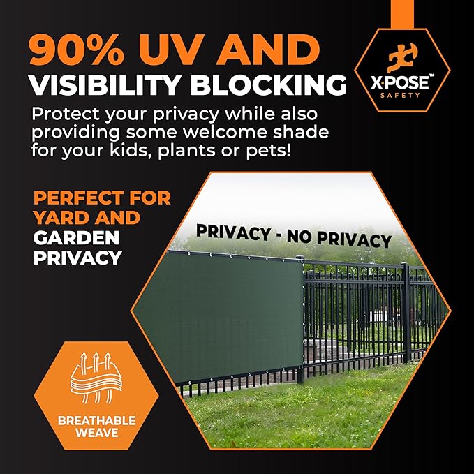 Xpose Safety Privacy Fence Screen 5’ x 50’ (36 Pack) – Bulk Half Pallet – Heavy Duty Green Mesh with 90% Visibility Block, UV Protection – for Garden, Yard, Nursery, Kennel, Dog Run, Greenhouse
