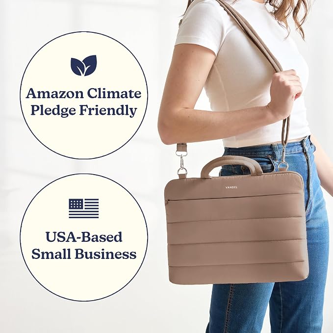 Vandel 15-16 inch Laptop Carrying Case Sleeve with Strap, Shoulder Bag with Handle, 16 in Laptop Computer Bag for Women, MacBook Air 15 Inch Carrying Case, MacBook Pro 16, 15.6 in HP, Dell Messenger