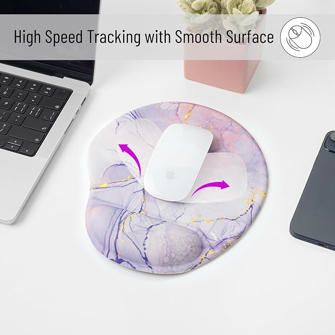 Mr. Pen- Ergonomic Mouse Pad with Wrist Rest, Pink Marble Luxe Design, Breathable Fabric with Memory Foam Cushion, Non-Slip Rubber Base, Gel Mouse Pad with Wrist Support