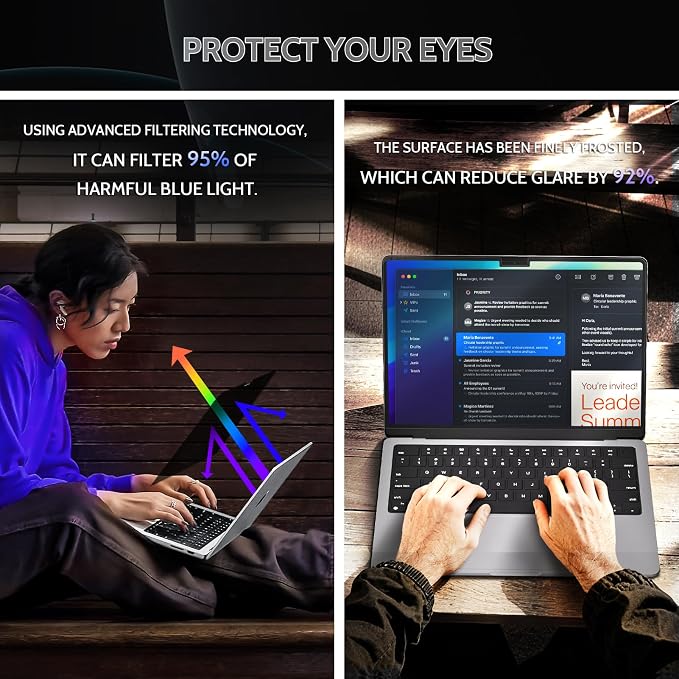 Peslv 360° 4 Way Privacy Screen for Macbook Air 13.6 &13 Inch (2022-2026, M2, M3, M4, M5), Anti Glare Blue Light Spy Filter Private Cover, Bubble-Free Black Security Protector for Mac Laptop