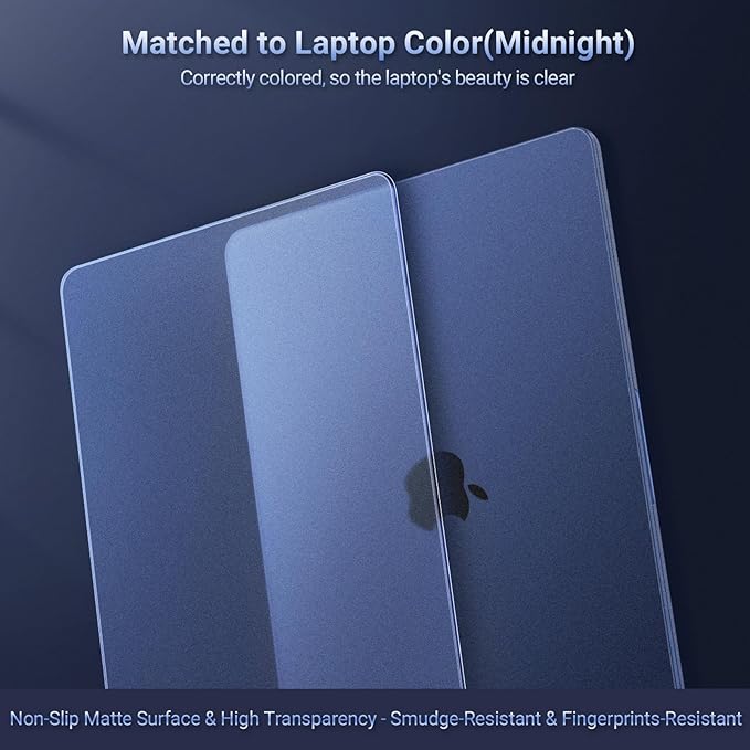MOSISO for MacBook Air 15 inch Case M5 2026 M4 M3 M2 2025-2023 A3448 A3241 A3114 A2941, 4 in 1 Kit Seamlessly Closes Anti-Fingerprints Matte Hard Shell,Great for Business Travel Study, Midnight Clear