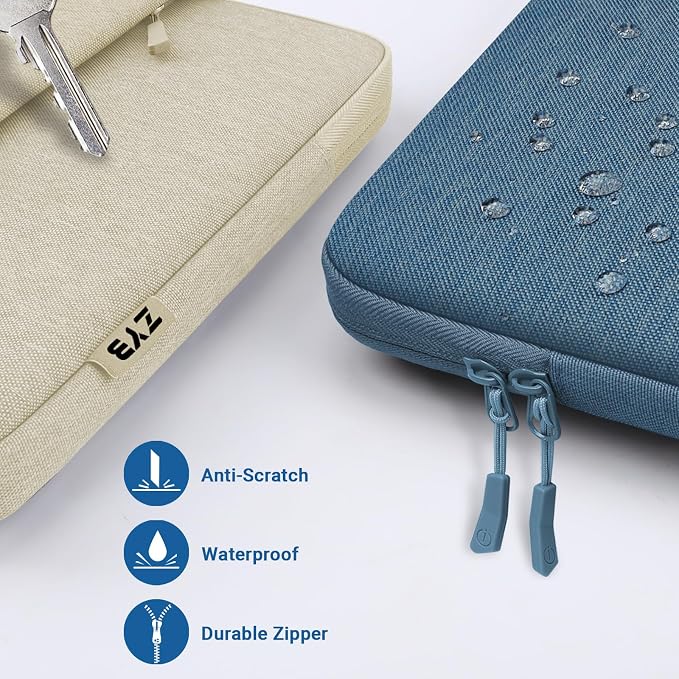 ZYB Laptop Case 14 Inch,Waterproof Laptop Sleeve 14 Inch for 14" Notebook/MacBook Air 15/14" Lenovo ThinkPad IdeaPad Asus HP Dell,2023-2025 MacBook Air 15 15.3 M4 M3 M2 etc with Accessory Bag-Beige
