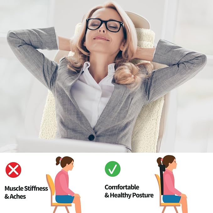 HOMBYS Sherpa Fleece Lumbar Support Pillow with Headrest, Foam Recliner Chair Cushion for Back Pain, Big High Back Support with Chair Headrest for Elderly (Beige)