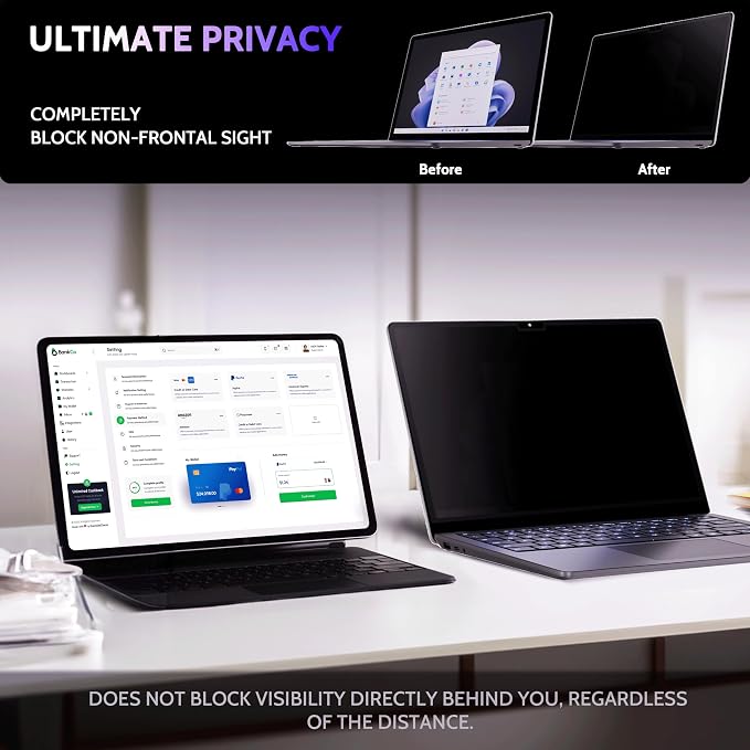 Peslv Privacy Screen for 13.5 Inch Surface Laptop 6/5/4/3/2/1, MagicSuction™ Removable Anti Spy Black Protector, Glare Blue Light Filter for Microsoft Laptop Computer Monitor