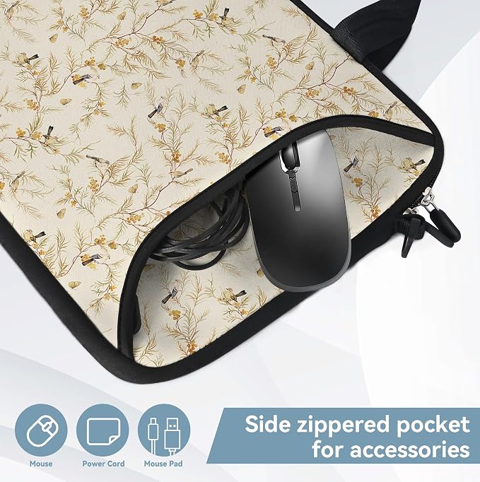 RICHEN 17 inch Laptop Shoulder Bag Carrying Case with Handle Fits 15.6/16/17/17.3/17.4 inch Laptop Notebook (Branches Birds, 16-17.3 inch)