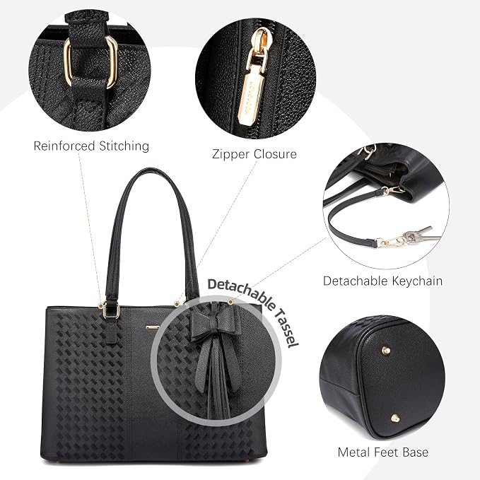 LOVEVOOK Laptop Tote Bag for Women 15.6 Inch Waterproof PU Leather Computer Bags for Business Office Work Briefcase