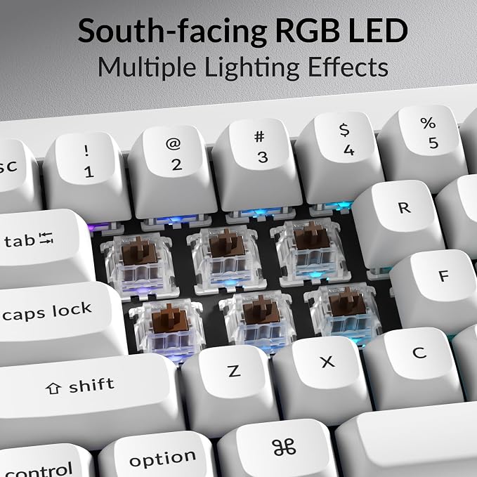 Keychron Q4 Wired Custom Mechanical Keyboard, QMK/VIA Programmable Macro, Full Aluminum, Hot-Swappable Gateron G Pro Brown Switch, 60% Layout Double Gasket Compatible with Mac and Windows - White